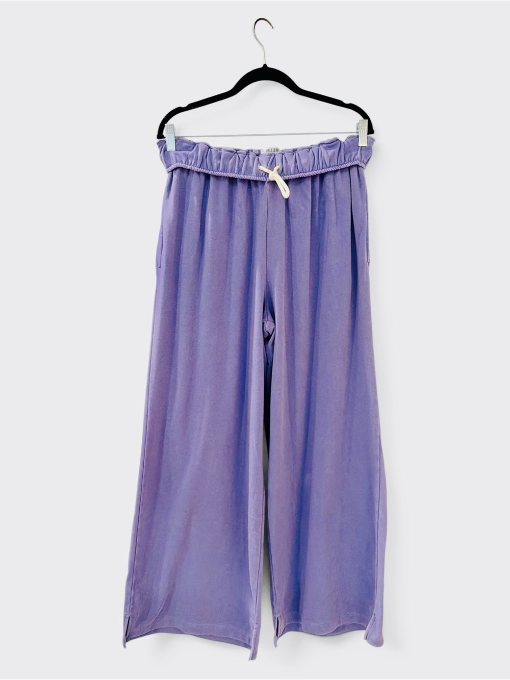 Double Zero Wide Leg Pants Size Large Lavender Purple Pull On Elastic Waistband